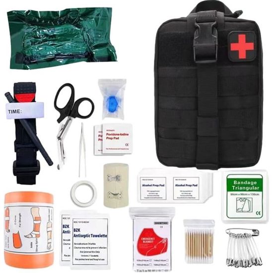 Trousse De Premiers Secours Complète 46 Pièces - Kit Tactique Militaire Imperméable Pour Maison, Voiture, Camping Et Urgences