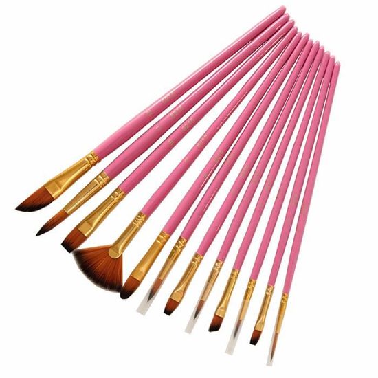 Tbest Pinceau à Peinture 12 Pcs Nylon Brosse Ensemble Aquarelle Pinceau