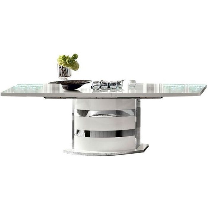 MAXIMUS LAQUE BLANC BRILLANT SÉJOUR SALLE A MANGER CONTEMPORAIN : La Table Repas Rectangulaire Allonge
