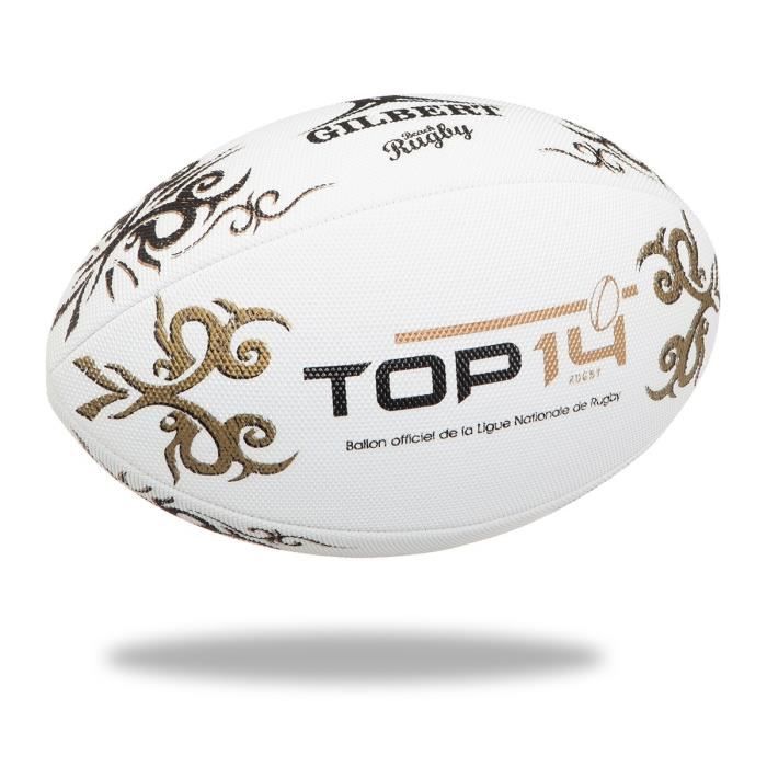 Ballon De Rugby Gilbert Top 14 - Taille 5 Officielle - Caoutchouc