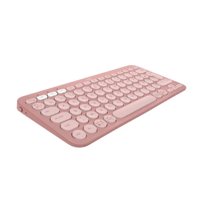 LOGITECH - Clavier sans fil - Pebble Keys 2 K380s - Bluetooth - Bouton Easy-Switch - Rose - (920-011