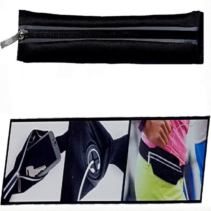 Sacoche Ceinture banane Poche extensible Voyage jogging Sport sac pochette noire