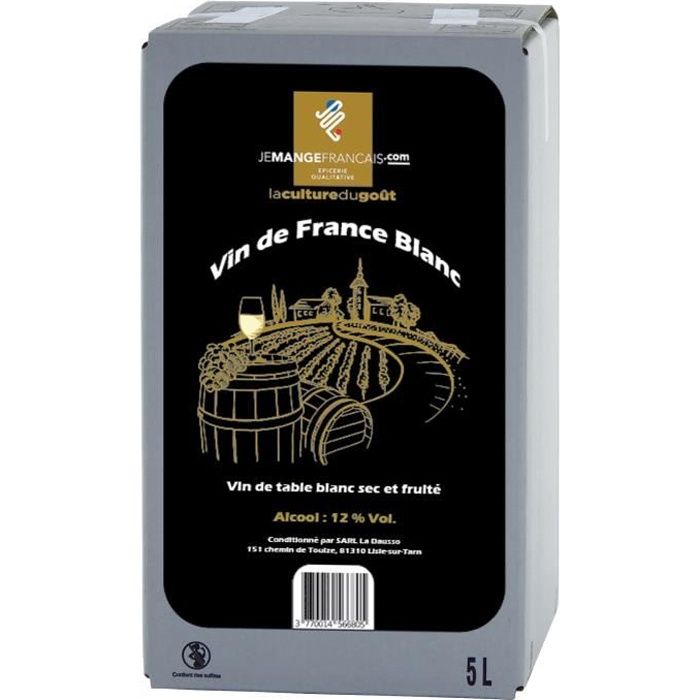 Vin de Table Blanc Cubi 5 litres - Vin de France