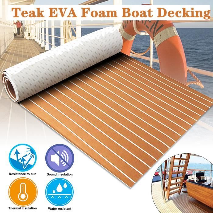 EVA Mousse Tapis de sol Pour Pont Pontage de Bateau Marine Yacht Terrasse Faux Teck Antidérapant 600x2400x5mm