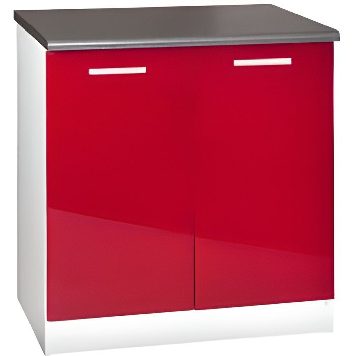 Meuble cuisine bas 80 cm 2 portes TARA rouge