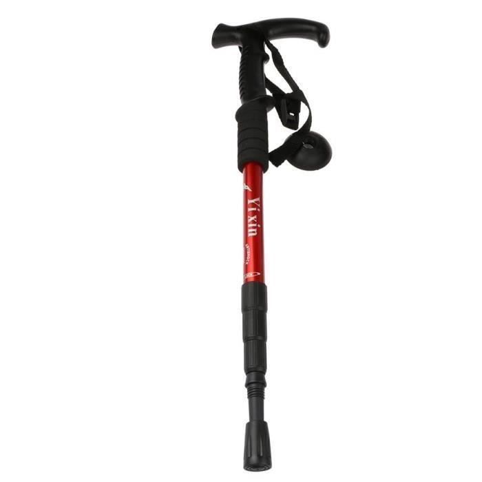 Rétractable Bâtons de Randonnée Sports d'Extérieur Voyage Canne d'Escalade Alpenstock - Rouge