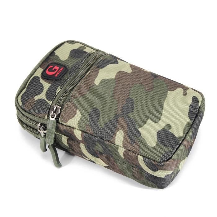 Étui Housse Ceinture Multi-usages Armée Militaire Navale Camouflage pour THOMSON SEREA 405 > VERTE (17.5 x 10 cm)