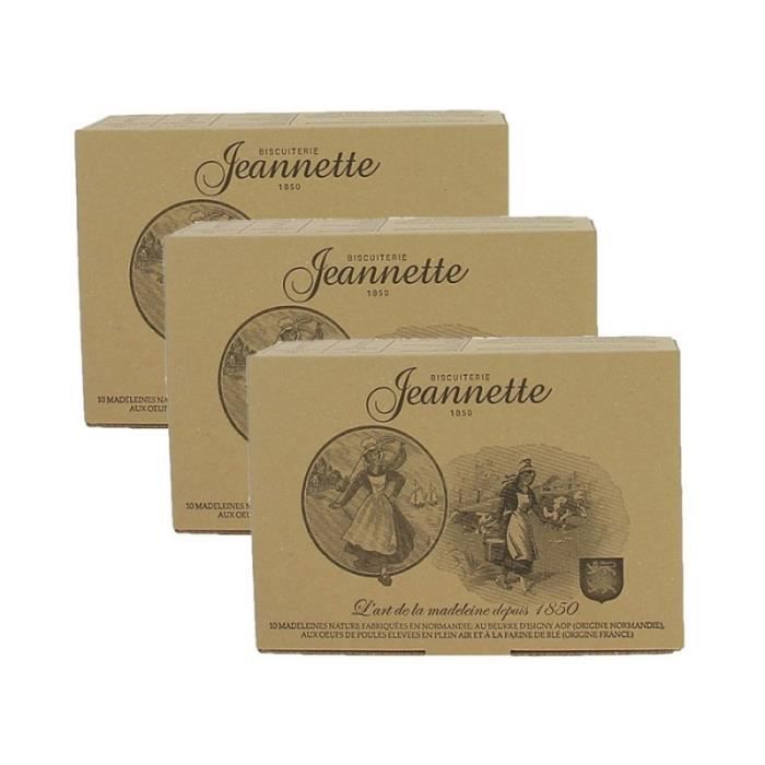 Madeleine Jeannette - Lot de 3 boites de madeleines nature 3x250g - Made in Calvados