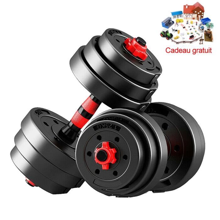 Kit haltères 20 kg musculation Sport haltère reglable avec barres