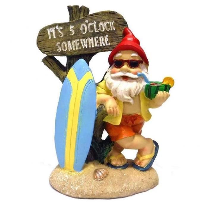 Garden Gnome Statue étanche de jardin en résine peint à la main nain Ornements en plein air avec barbe blanche Décorations Pastèqu