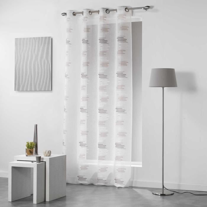 CDaffaires Panneau a oeillets 140 x 240 cm voile sable fils coupes tetrix Gris