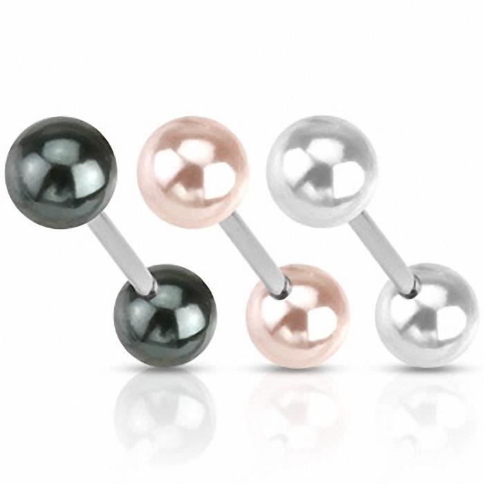 Piercing langue perles (Blanc)