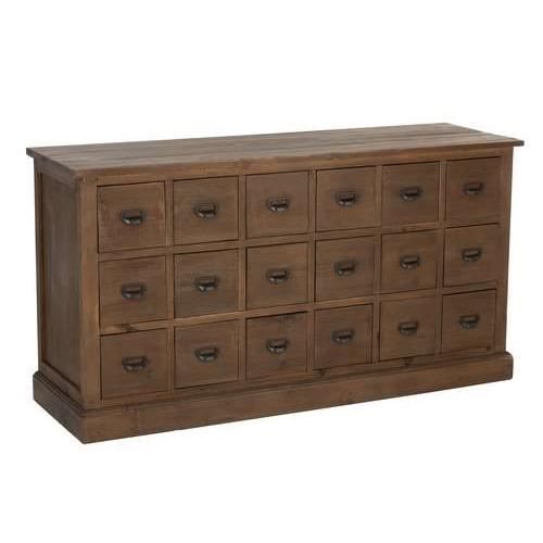 Enfilade de métier en bois 18 tiroirs 85 cmx160 cmx49 cm Bois Clair