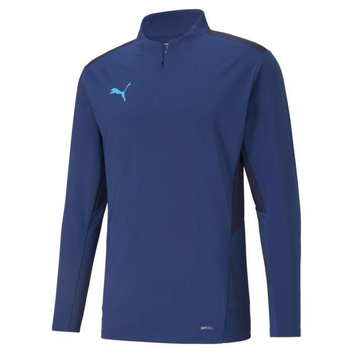 Training top 1/4 Zip Puma Team Cup - bleu/bleu marine/bleu rayé - S