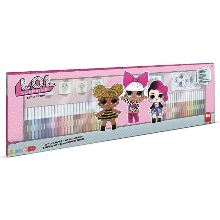 MULTIPRINT Coffret Lol Surprise - 4 tampons et 60 feutres Giotto