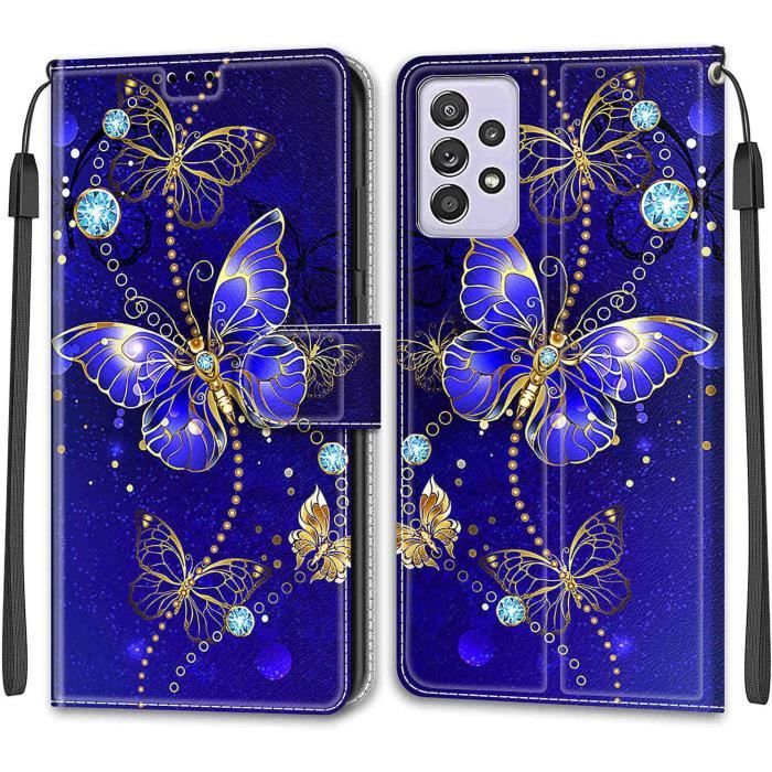 Coque Cuir pour Samsung Galaxy A52 4G / 5G Étui à Rabat Motif Dessin pour Filles Femmes,Portefeuille Housse