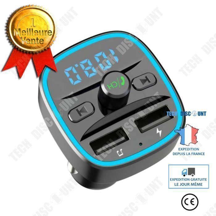 TD® Transmetteur FM Bluetooth connexion Lecteur MP3 Adaptateur Radio sans Fil Kit Émetteur FM Voitures Chargeur support carte USB Po