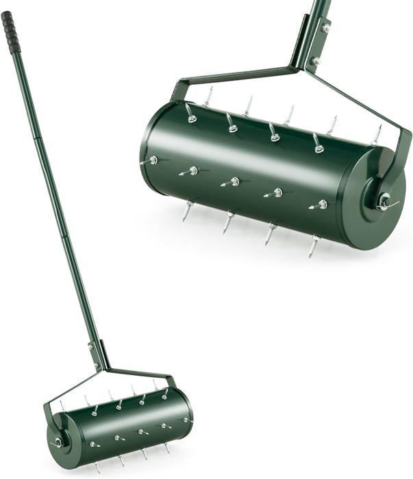 GOPLUS Scarificateur Manuel avec 27 Dents-Scarificateur à Main avec Tambour Lesté-Aérateur Métalliqu