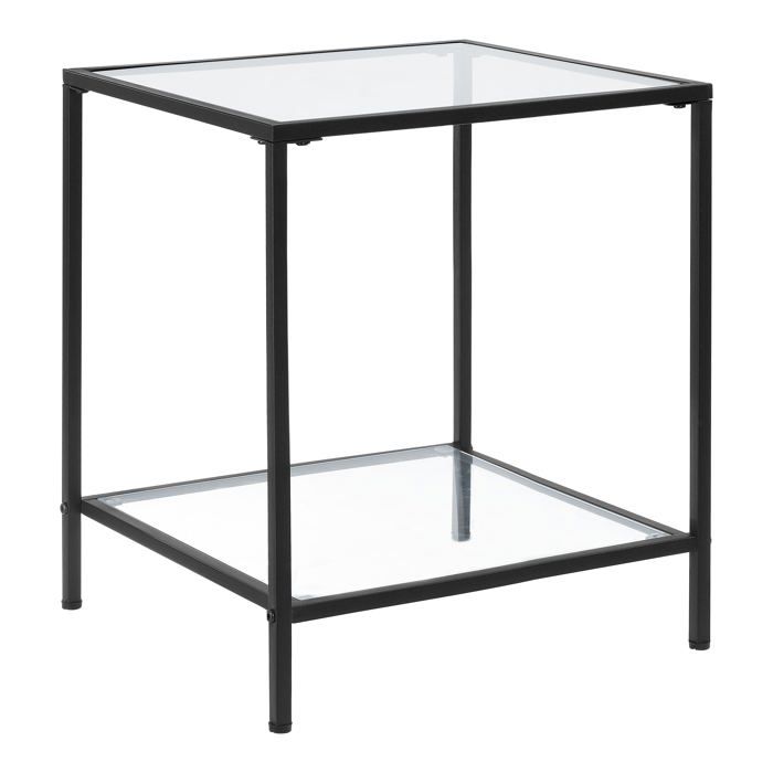 Table dappoint - en.casa - 55x45x45 cm - Noir - Verre trempé - Style intemporel