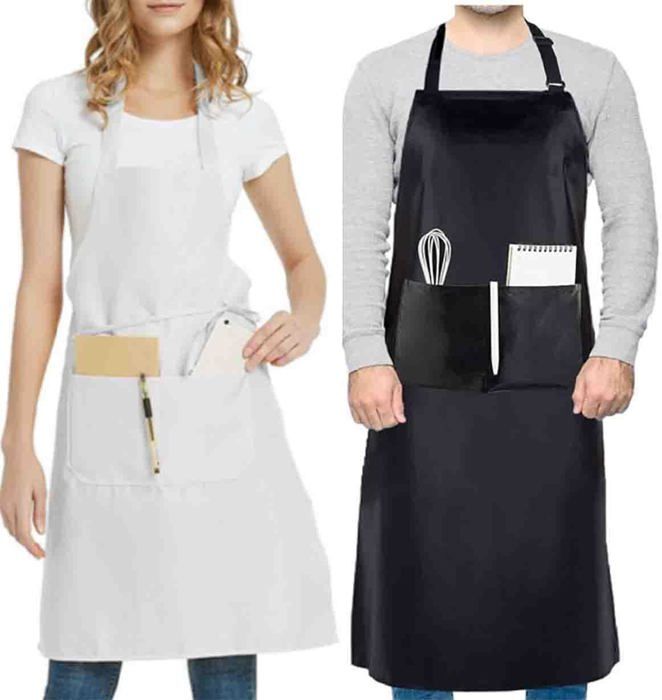 Lot de 2 tabliers de cuisine 100 coton unisexes rglables avec 2 poches Lot de 2 tabliers de cuisine 100 coton unisexes rglables avec 2 poches