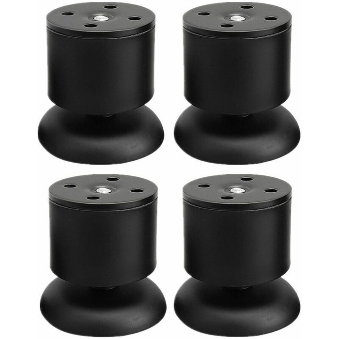 Pieds de meuble - CUNEARY - Lot de 4 - Réglables - Acier inoxydable - Noir 6cm