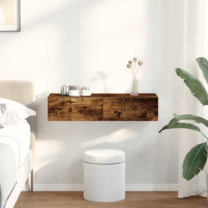 vidaXL Étagère murale avec tiroirs chêne fumé bois dingénierie 859981