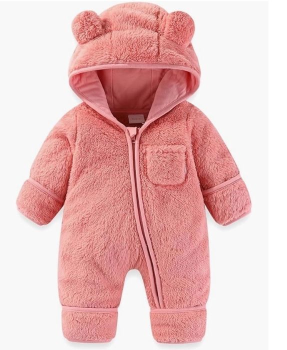 Combinaison Bébé Hiver Polaire à Capuche - Pilote Ours - Chaud Et Doux 0-12 Mois