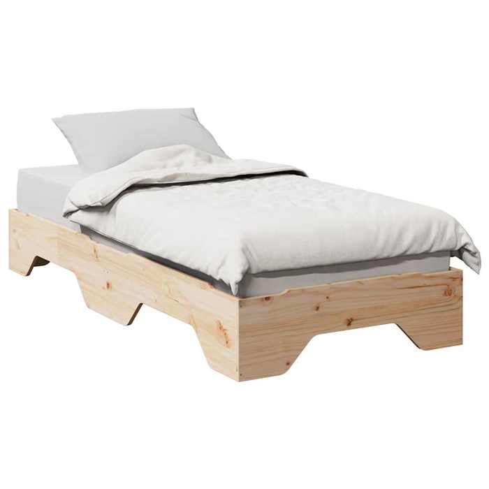 vidaXL Cadre de lit sans matelas empilable 75x190 cm bois massif lit empilable meuble de chambre lit en bois lit simple 859211