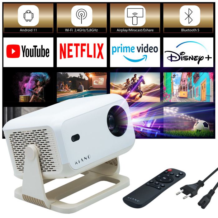 Projecteur - KIANO - Chill Smart - Full HD 1920x1080 - Android 11 - 250-350 ANSI lumens