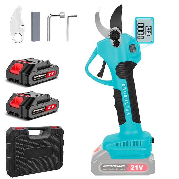 Sécateur Électrique Sans Fil, 50mm Secateur Electrique Professionnel Secateur Electrique Avec 2 6000mah Batteries Led Ecran Secateur A Batterie Po 96650244