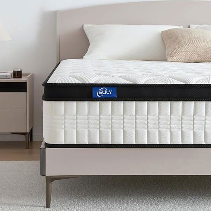 slily Matelas 140x190 Épaisseur 26cm Matelas Hybride Mémoire de Forme Ressorts Ensachés 7 Zones Hypoallergénique Ferme