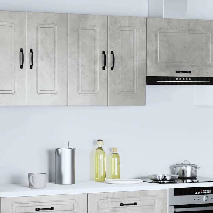 Armoire murale de cuisine - STAR - Buffet Salon Meuble Cuisine Kalmar - gris béton - bois dingénierie LL394