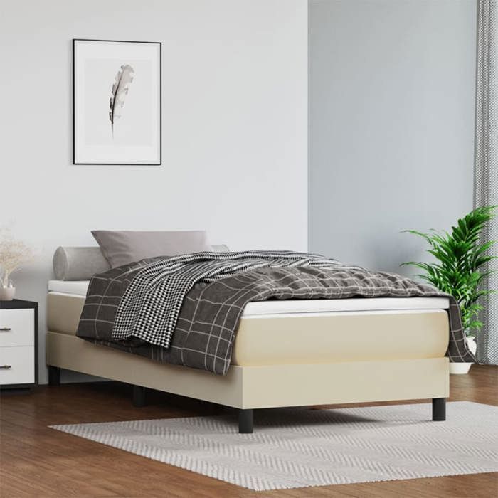SALE 2025Structure/Cadre de lit - Lit 1 personne - crème 90x190 cm similicuir 16.7 Kg 1467