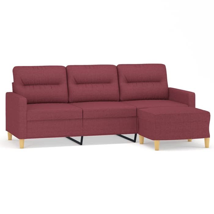 Printemps/été 2025 Canapé 3 places - JM - Sofa Moderne - avec repose-pieds - Rouge bordeaux 180 cm Tissu EU2899