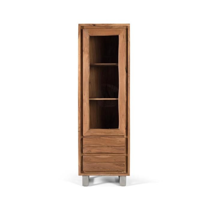 Vitrine en bois d'acacia massif - Design contemporain - 1 porte vitrée ...