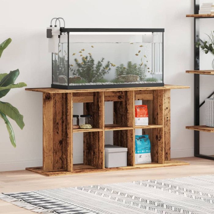 Support pour aquarium - Vieux bois - 120x40x60 cm - Bois dingénierie - Montage facile
