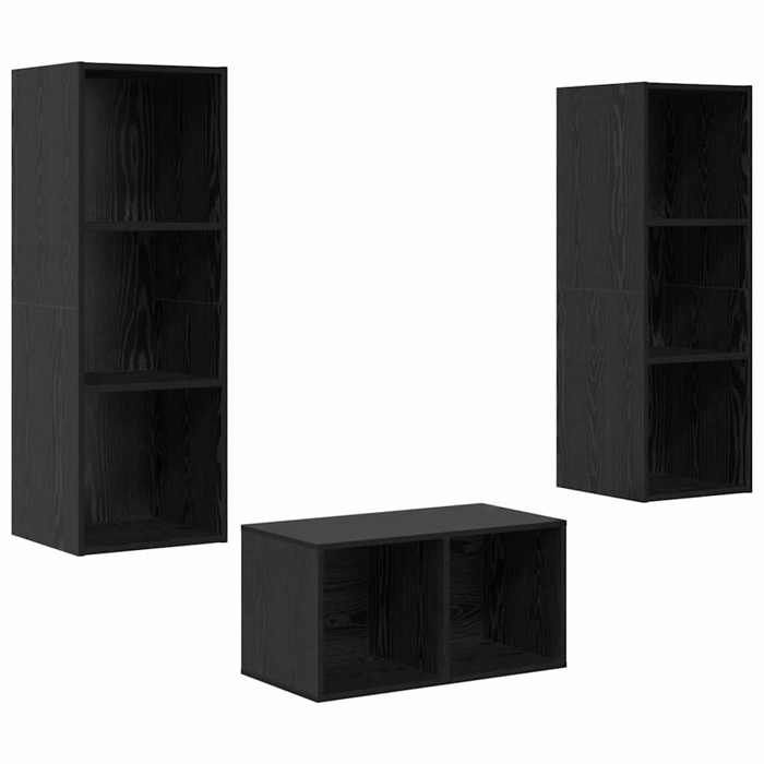 “RabaisEnsemble meuble TV/Armoire salon - Banc TV - KENNETH - design suspendu Chêne noir 37 x 37 x 107 cm Août480016