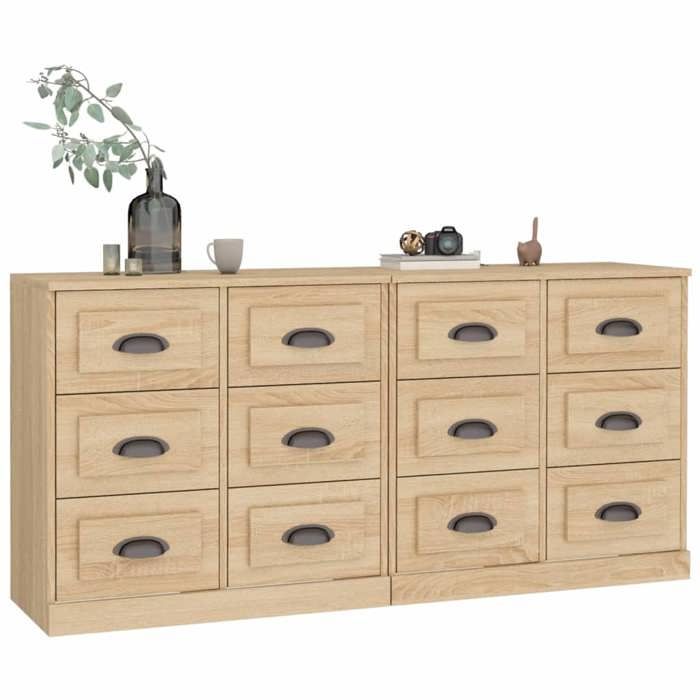 MGH - TOP Buffet de rangement - Cabinet/Commode Bois - 2 pcs - Chêne sonoma - - Bois dingénierie LV213