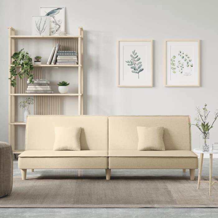 BEWI®Canapé-lit/Sofa Bed - 2 PERSONNES - clic-clac crème tissu &FR89327