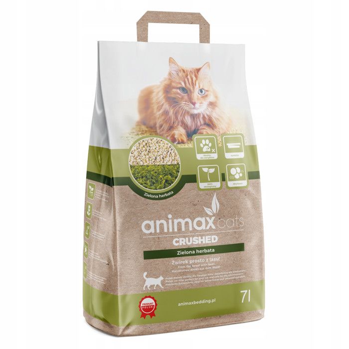 Litière agglomérante thé vert broyé 7 litres Animax