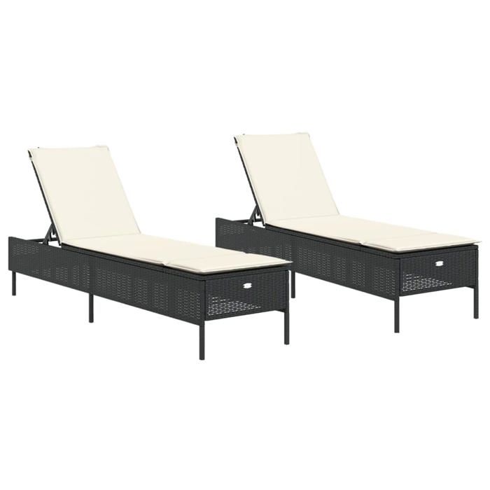 Chaises longues avec coussins（Set de 2 Bain de Soleil Pour Vacances résine tressée Hauteur: 395062758897 cm