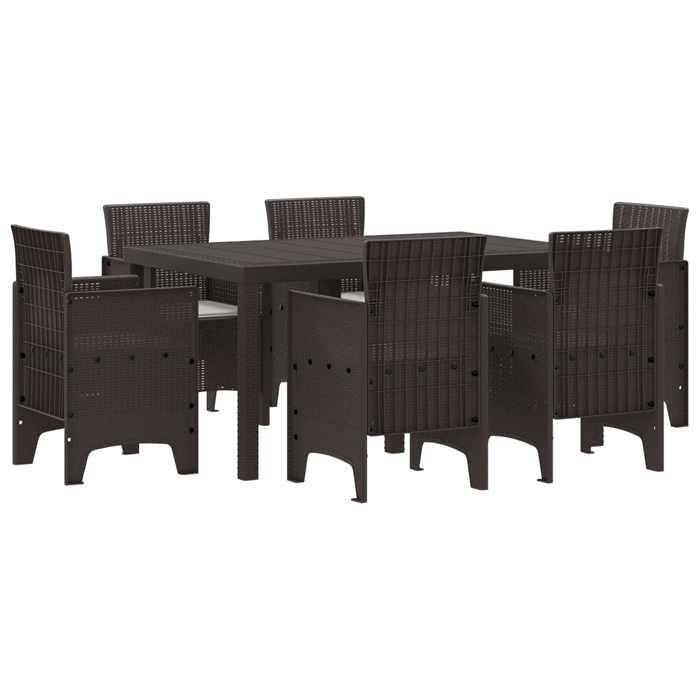 vidaXL Ensemble de salle à manger pour jardin 7 pcs Marron Rattan Polt Ensemble de jardin mobilier moderne de terrasse 3378559