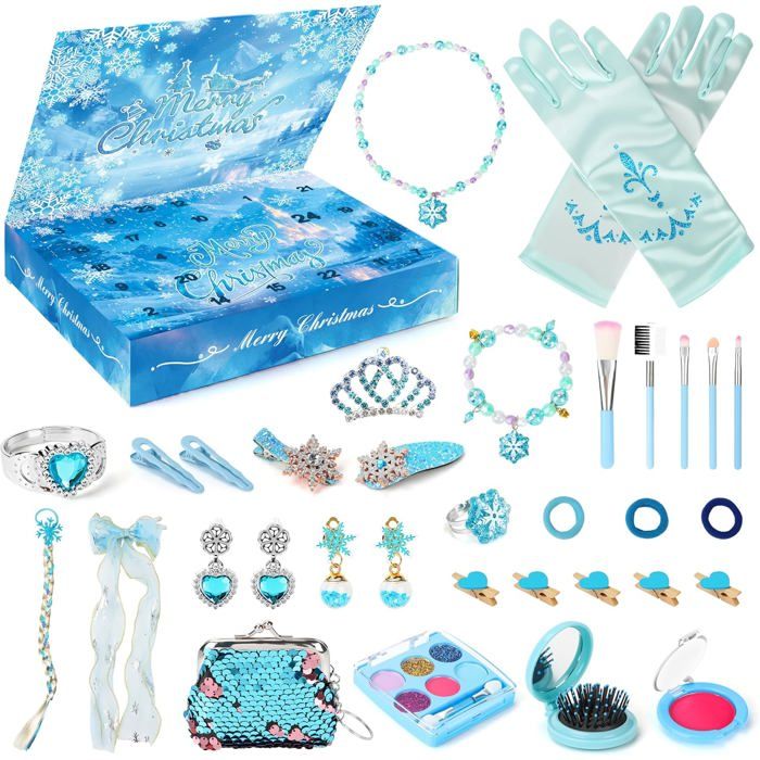Coffret Bijoux Princesse Pour Enfants – Sac à Main En Peluche, Collier, Bracelet, Bague, Pinces à Cheveux – Cadeau Déguisement 2-8 Ans