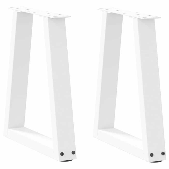 Pieds de table à manger - VIDAXL - Forme V - Blanc - 38x(42-433) cm - Acier enduit de poudre - Niveleurs réglables