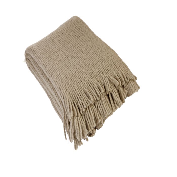 Plaid maille  - Effet laine tricotée Taupe 130x160 cm