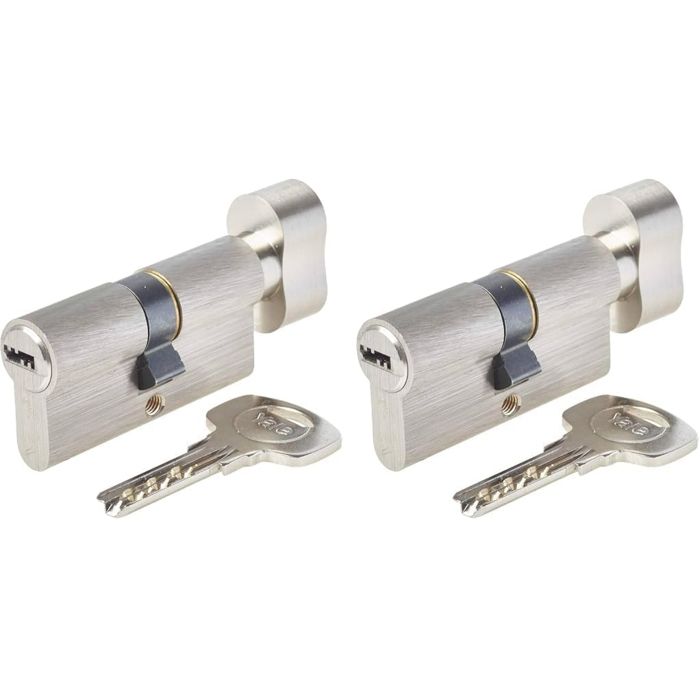 Cylindre de Serrure Yale YC1000+ 30x30 mm - Lot de 2 Nickelé 6 Goupilles
