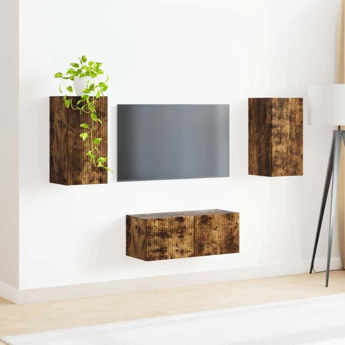 SALE Janvier MODERNE Armoires TV - MGH - Meubles TV 2 pcs - Pour salon - Chêne fumé - Bois dingénierie 78.5x31x30 cm TT3980