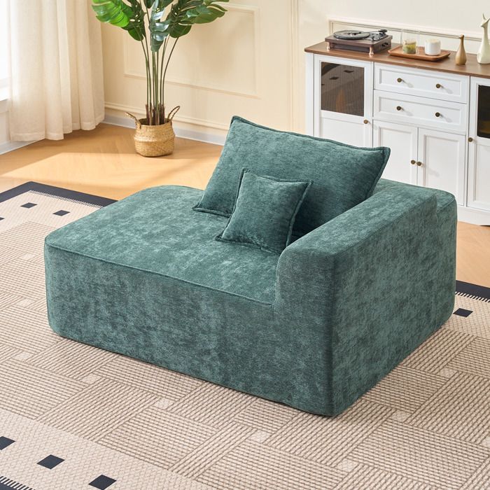 Chaise longue - HIBA - Fixe - Vert - 2 places - Livrée montée