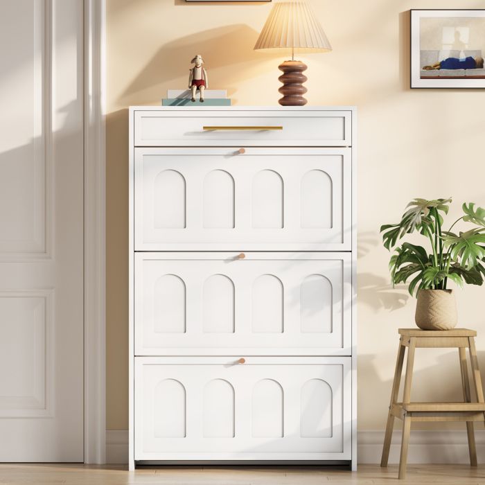 Armoire à Chaussures Blanc avec 6 Compartiments 1 Tiroir Meuble Gain de Place pour Entrée 70 × 25 × 123 5 cm Armoire à Chaussures Blanc avec 6 Compartiments 1 Tiroir Meuble Gain de Place pour Entrée 70 × 25 × 123 5 cm