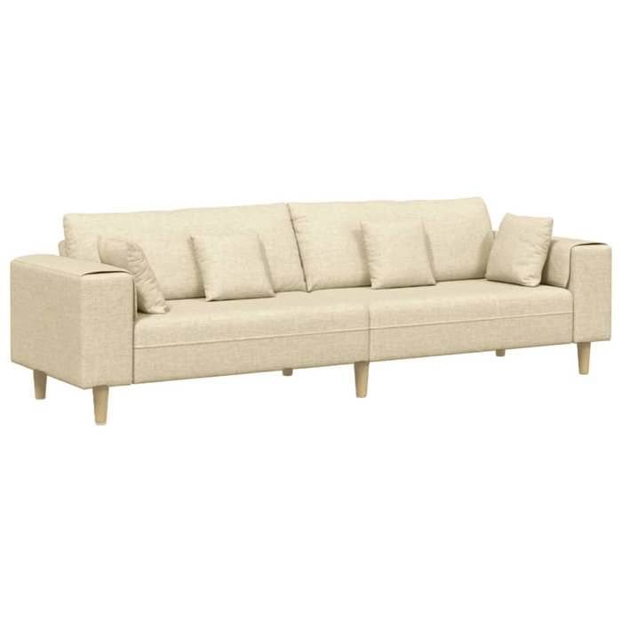 Les Soldes Canapé de salon( 4 PLACES) - CLOUD - grand sofa - Poids maximal: 440 kg - avec coussin Crème 250x77x76 cm tissu LV3250